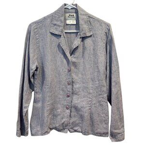 Flax Vintage 100% Linen Button Down Shirt Size Small